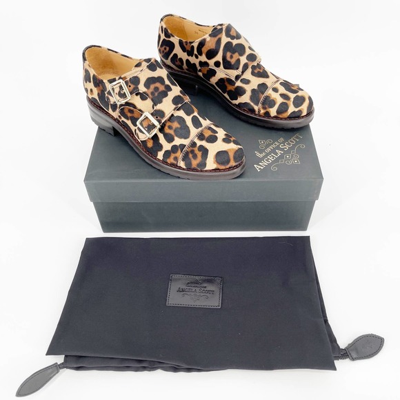 NWB Office of Angela Scott Mr. Colin Leopard Double-Monk Strap Oxford EU 36 US 6 - Picture 1 of 11